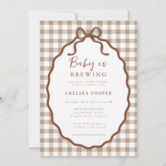 Baby is Brewing Neutral Baby Shower  Invitation Kaart (Voorkant)