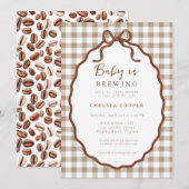 Baby is Brewing Neutral Baby Shower  Invitation Kaart (Voorkant / Achterkant)