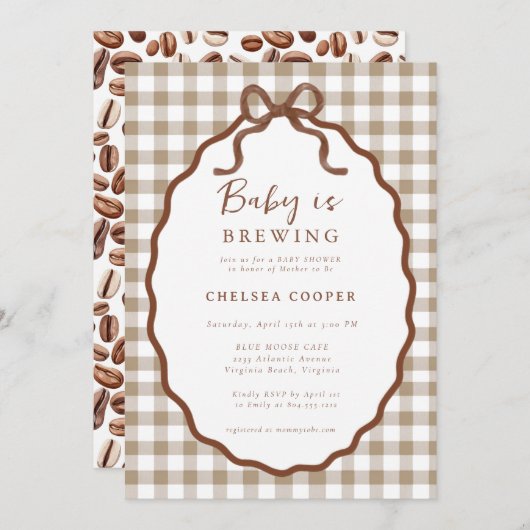 Baby is Brewing Neutral Baby Shower  Invitation Kaart (Voorkant / Achterkant)