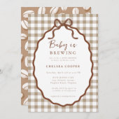 Baby is Brewing Neutral Baby Shower  Kaart (Voorkant / Achterkant)