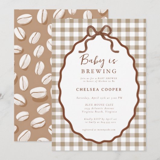 Baby is Brewing Neutral Baby Shower  Kaart (Voorkant / Achterkant)