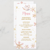 Baby Is Brewing Pink Winter Tea Party Baby Shower Menu (Voorkant / Achterkant)