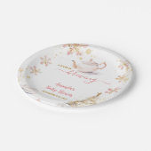 Baby Is Brewing Pink Winter Tea Party Baby Shower Papieren Bordje (Gekanteld)