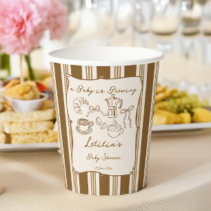 Baby is brewing retro koffie baby shower op maat papieren bekers