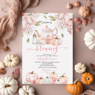 Baby Is Brewing Roze Bloemige Thee Party Baby Show Kaart