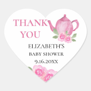 Baby is Brewing Roze Theepot Baby Shower Bedankt Hart Sticker