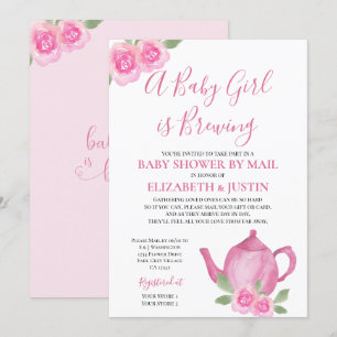 Baby is Brewing Roze Theepot Baby Shower per Post Kaart