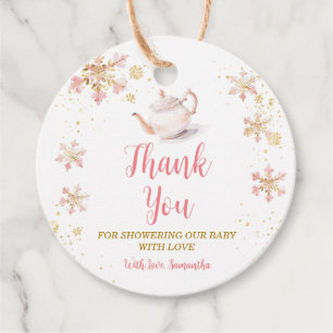 Baby Is Brewing Roze Winter Thee Party Baby Shower Bedankjes Labels