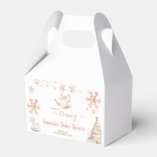 Baby Is Brewing Roze Winter Theepartij Baby Shower Bedankdoosjes