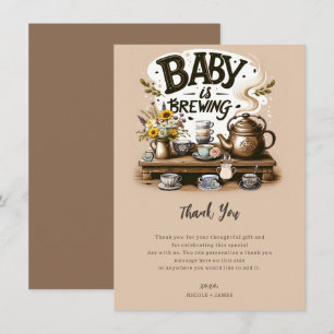 Baby is Brewing Rustieke Theeketel Perzik Bedankt Kaart