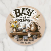 Baby is Brewing Rustieke Theeketel Perzik Douche Bedankjes Labels (Achterkant)