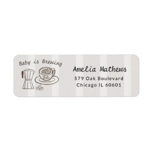 Baby is Brewing Strepen Baby Shower Etiket
