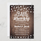 Baby is Brewing String Lights Rustiek Baby shower Kaart (Voorkant)