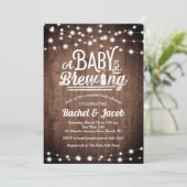 Baby is Brewing String Lights Rustiek Baby shower Kaart (Staand voorkant)