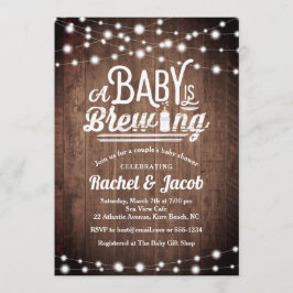 Baby is Brewing String Lights Rustiek Baby shower Kaart