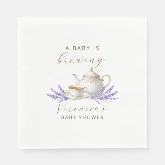 Baby is Brewing Tea Party Baby Shower Servet (Voorkant)