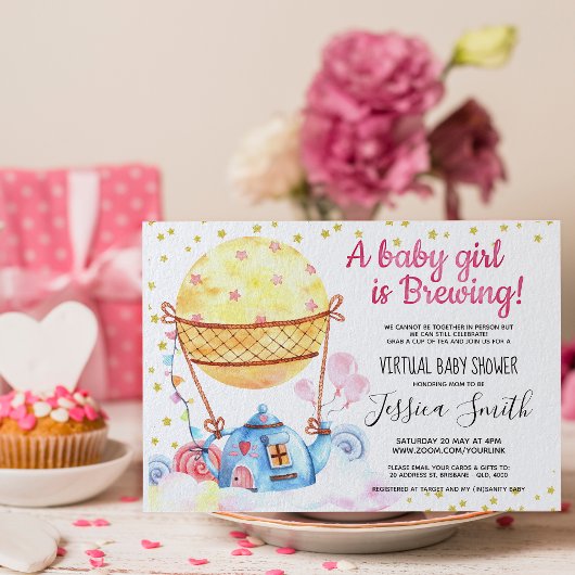 Baby is Brewing Tea Party | Virtueel Baby shower Kaart