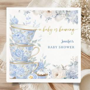 Baby is Brewing Thee Baby Shower Jongen Blauw & Go Servet
