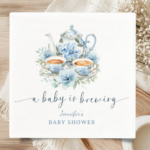 Baby Is Brewing Thee Baby Shower Jongen Blauwe Blo Servet