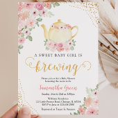 Baby is Brewing Thee Feest Shower Kaart