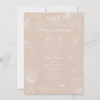 Baby Is Brewing Toile Roze Koffie Meisje Baby Borr