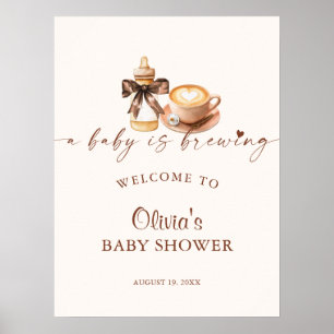 Baby Is Brewing Welkom bij Baby Shower over Caffè Poster
