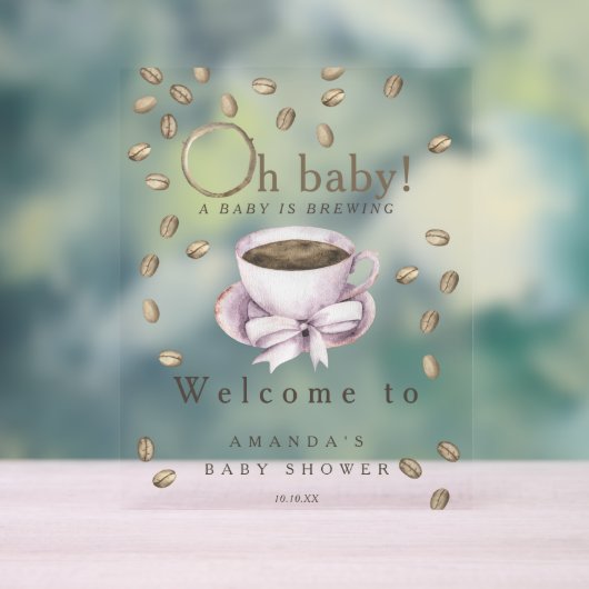 Baby is brewing Welkom koffie baby shower feestje Acryl Bord (Neutraal)