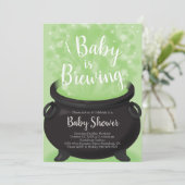 Baby is Brewing Witch Shower Halloween Cauldron Kaart (Staand voorkant)