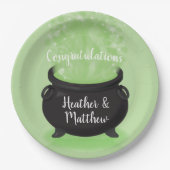 Baby is Brewing Witch Shower Halloween Cauldron Papieren Bordje (Voorkant)