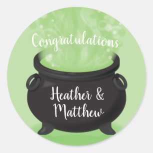 Baby is Brewing Witch Shower Halloween Cauldron Ronde Sticker