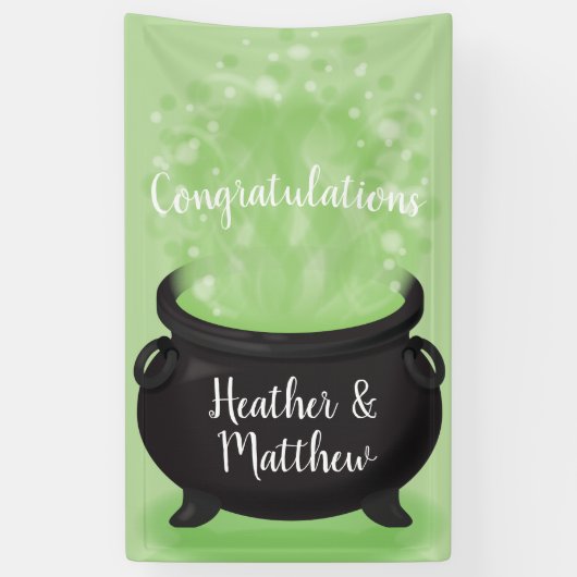 Baby is Brewing Witch Shower Halloween Cauldron Spandoek (Verticaal)