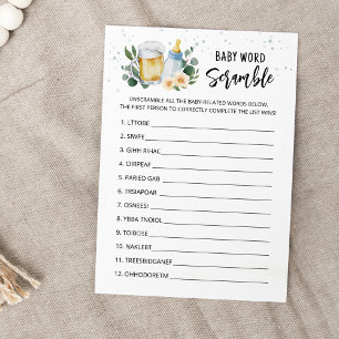 Baby Is Brewing Woordzoekopdracht Baby Shower Kaar Kaart