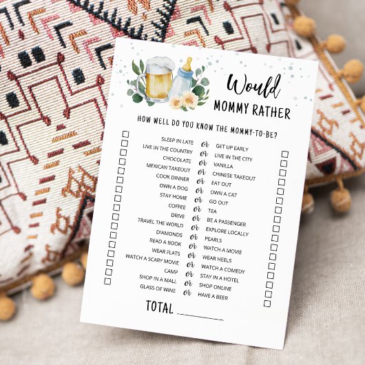 Baby Is Brewing Would Mommy Rather Game Card Kaart
