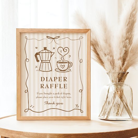 Baby is Brouwen Baby shower Luier Raffle Game Poster