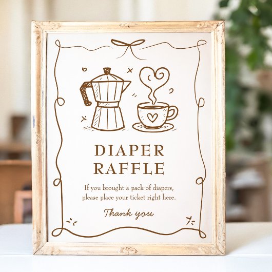 Baby is Brouwen Baby shower Luier Raffle Game Poster