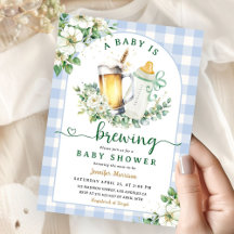 Baby is Brouwen Bier Baby shower Boy Blue Gingham