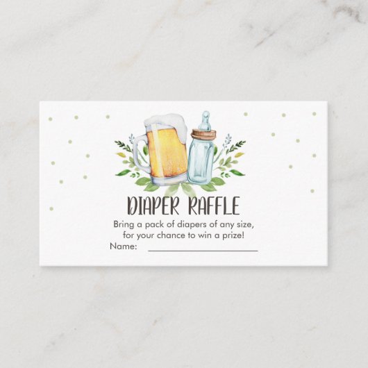 Baby is Brouwen Douche Beers Luier Raffle Kaart (Voorkant)