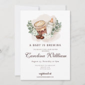 Baby is Brouwen groen Koffie Baby shower Kaart (Voorkant)