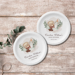 Baby is Brouwen groen Koffie Baby shower Papieren Bordje