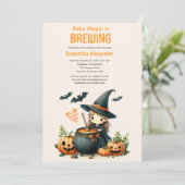 Baby is Brouwen Halloween baby shower Invitation Kaart (Staand voorkant)