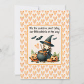 Baby is Brouwen Halloween baby shower Invitation Kaart (Achterkant)