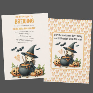 Baby is Brouwen Halloween baby shower Invitation Kaart