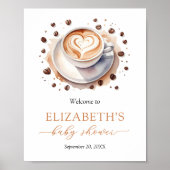 Baby is Brouwen Koffie Baby shower Welkomstbord Poster (Voorkant)