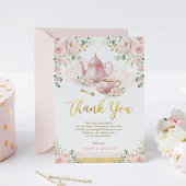 Baby is Brouwen Roze Bloemen Baby shower Tea Party Bedankkaart