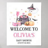 Baby is Brouwen Roze Halloween Baby shower Welkom Poster (Voorkant)