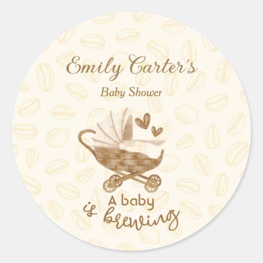 Baby is Brouwen Schattigee Pram Baby shower Dank u Ronde Sticker (Voorkant)