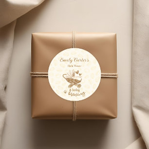 Baby is Brouwen Schattigee Pram Baby shower Dank u Ronde Sticker