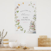 Baby is Brouwen Wildflower Tea Baby shower Welkom Poster (Keuken)