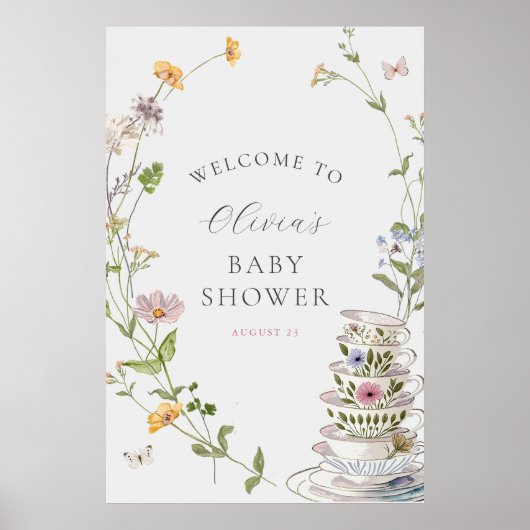 Baby is Brouwen Wildflower Tea Baby shower Welkom Poster (Voorkant)