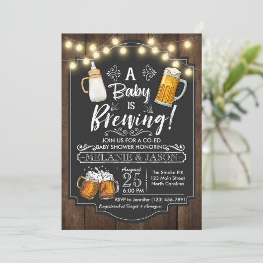 Baby is brouwerij voor Baby shower Kaart (Staand voorkant)